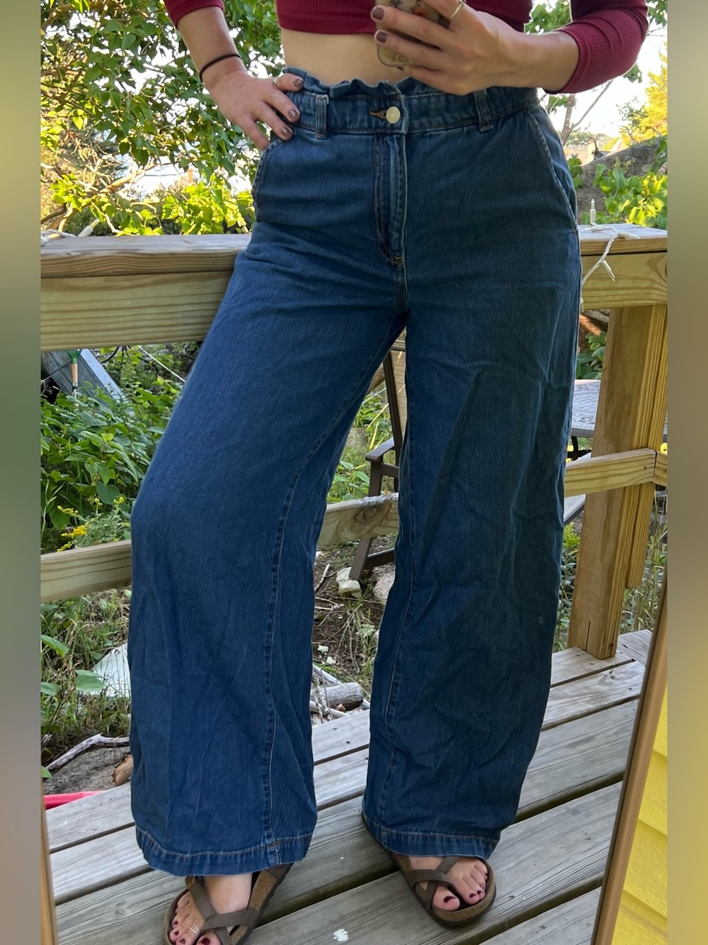 Banana Republic Wide-Leg Jeans in Dark Blue Denim